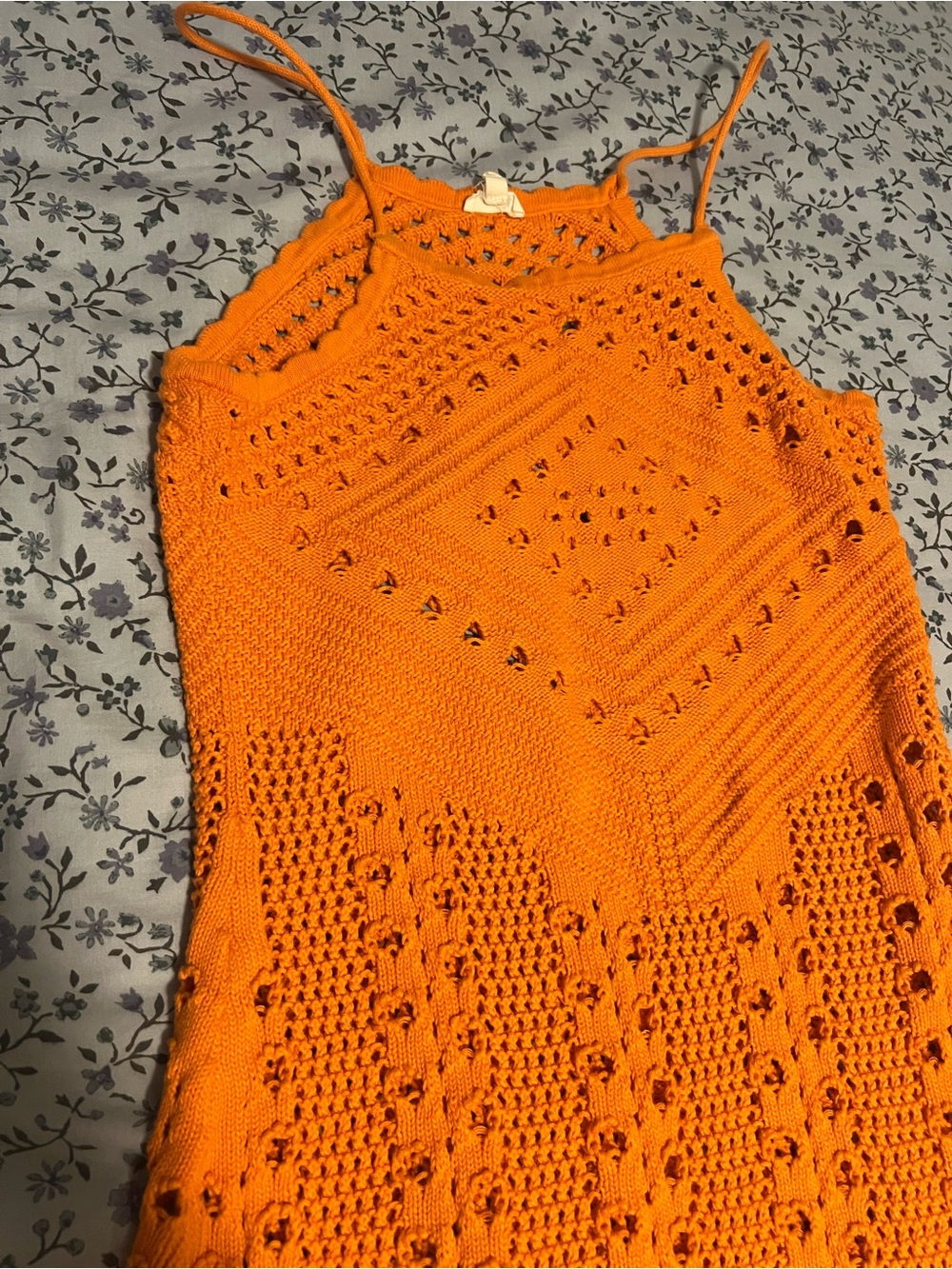 Aerie Orange Crochet Maxi Beach Cover Up Dress - Picture 3 of 8